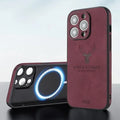 Vintage PU Leather Deer for Magsafe Wireless Charge Case for iPhone 17 16 15 14 13 12 11 Pro Max 17Pro 15Pro 14Pro Full Covers