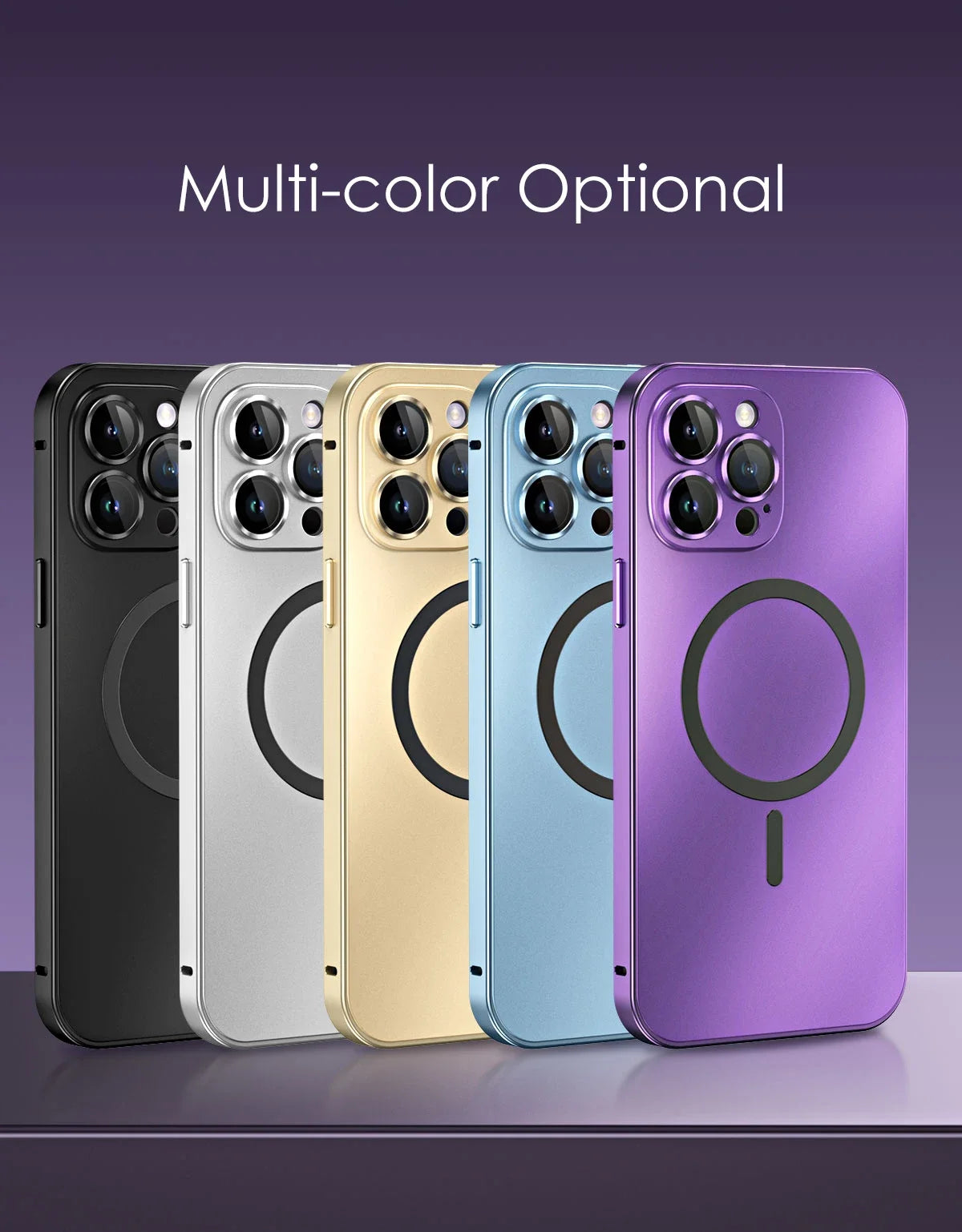 Metal Frame Phone Case For Iphone 17 12 14 15 16 13 Pro Max 16 15 Plus 17 Air Luxury Aluminum Magnetic PC Back Panel Phone Cover
