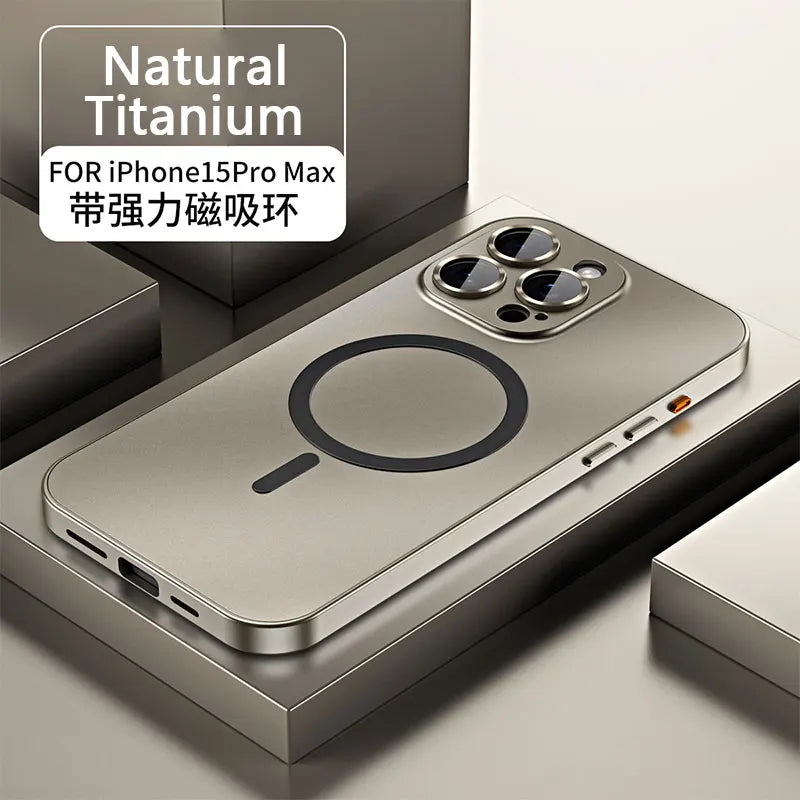 Metal Frame Phone Case For Iphone 17 12 14 15 16 13 Pro Max 16 15 Plus 17 Air Luxury Aluminum Magnetic PC Back Panel Phone Cover