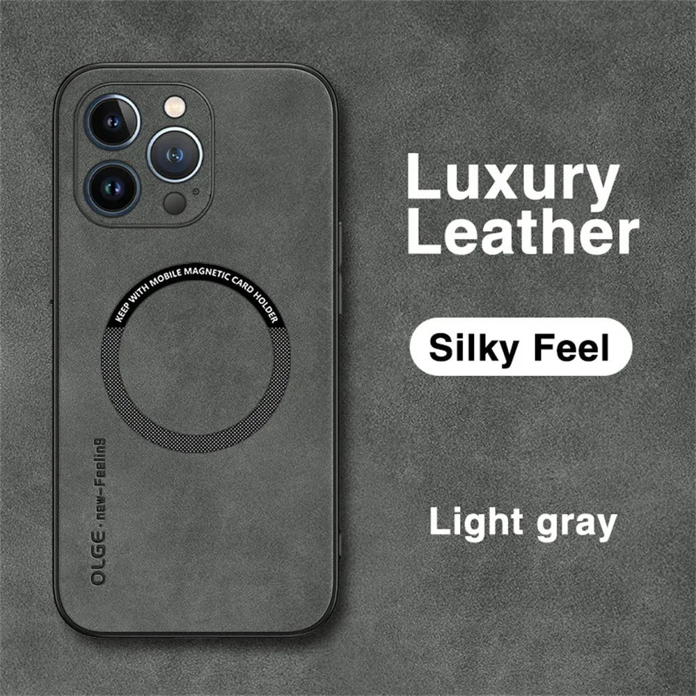 For Magsafe Luxury Leather Shockproof Phone Cases For iPhone 16e 17 15 14 Plus 13 12 11 Pro Max Magnetic Wireless Charging Cover