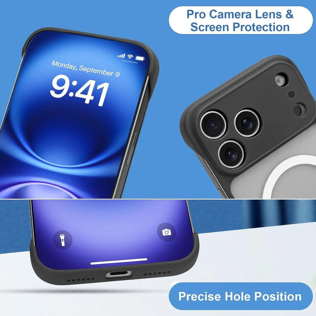 Ultra-Thin Magnetic Phone Case for iPhone 17 Pro Max Compatible for MagSafe Transparent Matte Anti-Collision Frameless Design