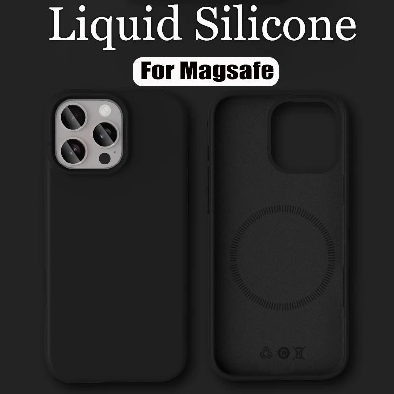 Luxury Liquid Silicone For Magsafe Phone Case For iPhone 17 16 Plus 15 14 13 12 Pro Max 16e Wireless Charging Skin Smooth Cover