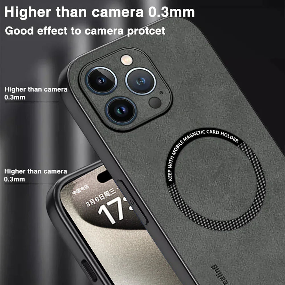 For Magsafe Luxury Leather Shockproof Phone Cases For iPhone 16e 17 15 14 Plus 13 12 11 Pro Max Magnetic Wireless Charging Cover