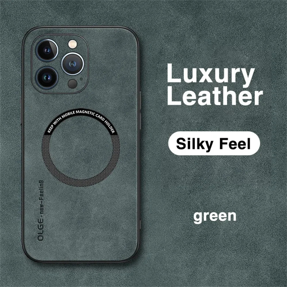 For Magsafe Luxury Leather Shockproof Phone Cases For iPhone 16e 17 15 14 Plus 13 12 11 Pro Max Magnetic Wireless Charging Cover