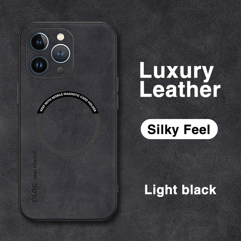 For Magsafe Luxury Leather Shockproof Phone Cases For iPhone 16e 17 15 14 Plus 13 12 11 Pro Max Magnetic Wireless Charging Cover