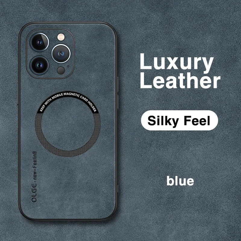 For Magsafe Luxury Leather Shockproof Phone Cases For iPhone 16e 17 15 14 Plus 13 12 11 Pro Max Magnetic Wireless Charging Cover