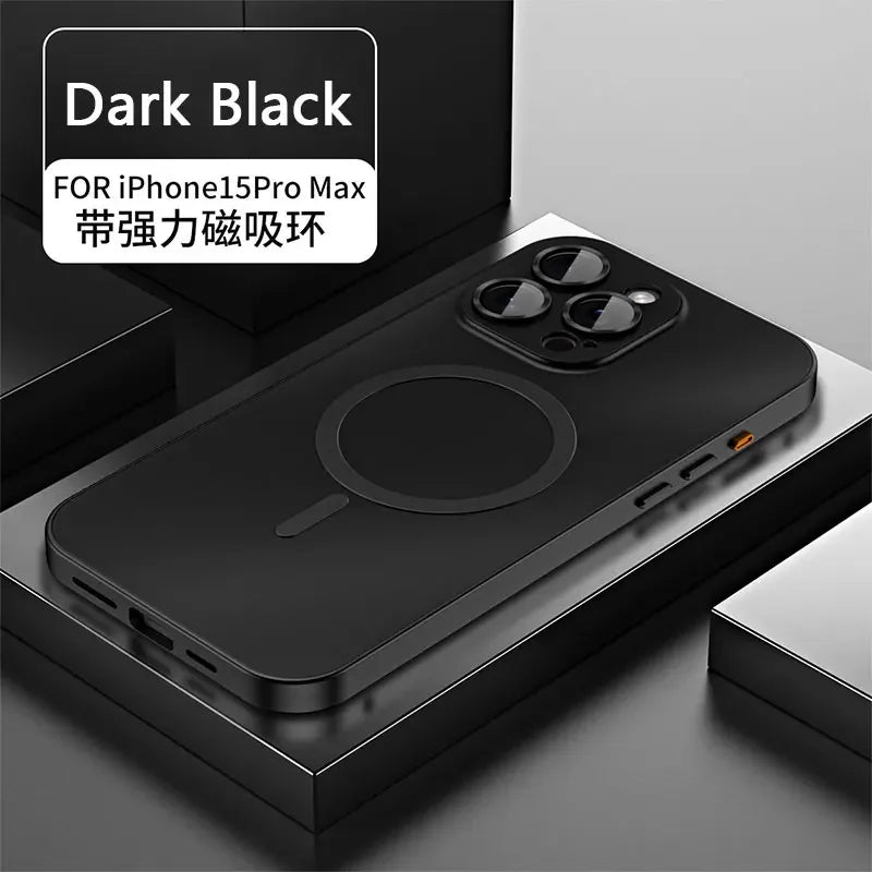 Metal Frame Phone Case For Iphone 17 12 14 15 16 13 Pro Max 16 15 Plus 17 Air Luxury Aluminum Magnetic PC Back Panel Phone Cover