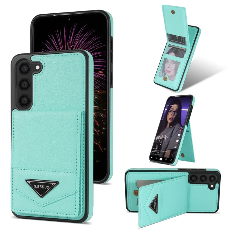 Wallet Anti-theft Brush Flip Leather Case For Samsung Galaxy S25 Plus S24 S23 S22 S21 S20 FE Note 20 Ultra A13 A14 A52 A53 A54