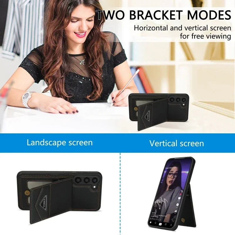 Wallet Anti-theft Brush Flip Leather Case For Samsung Galaxy S25 Plus S24 S23 S22 S21 S20 FE Note 20 Ultra A13 A14 A52 A53 A54