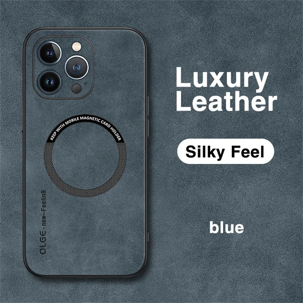 For Magsafe Luxury Leather Shockproof Phone Cases For iPhone 16e 17 15 14 Plus 13 12 11 Pro Max Magnetic Wireless Charging Cover