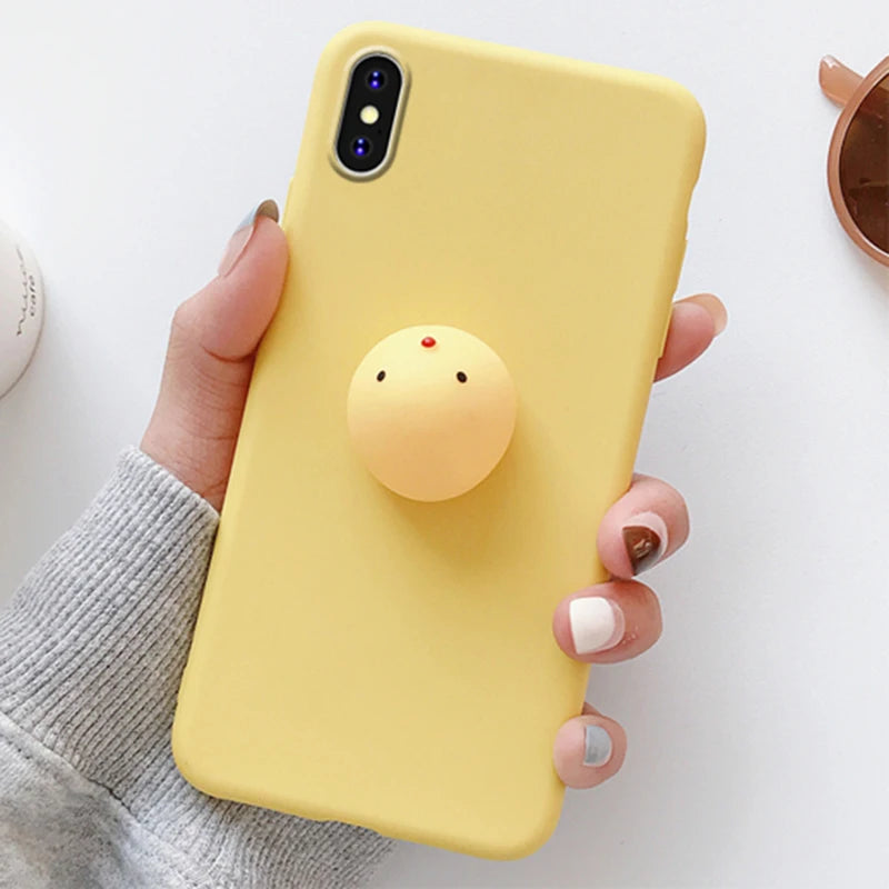 3D Squishy Toys Chick Cat Case For Apple iPhone 17 Air 16 Pro Max 15 14 Plus 12 13 mini 11 Pro Max Animals TPU Cover Soft Cases