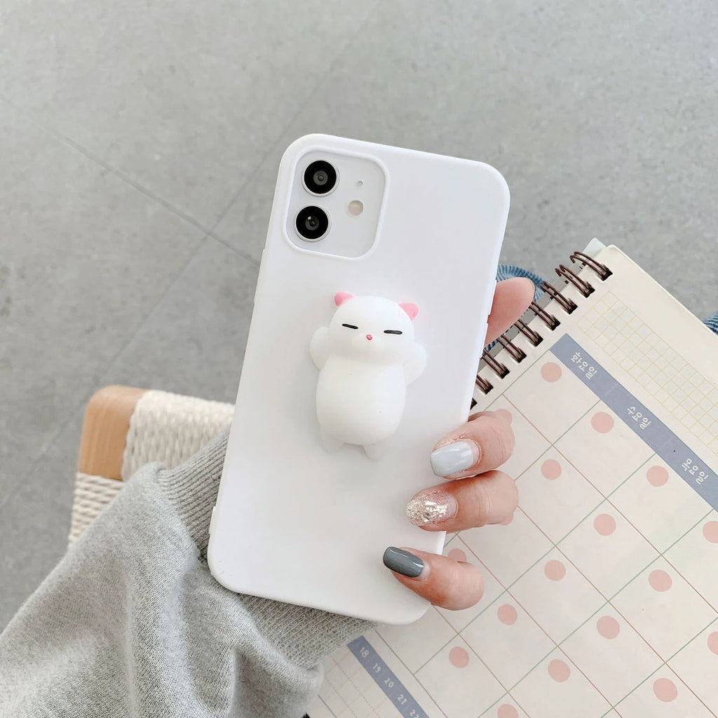 3D Squishy Toys Chick Cat Case For Apple iPhone 17 Air 16 Pro Max 15 14 Plus 12 13 mini 11 Pro Max Animals TPU Cover Soft Cases