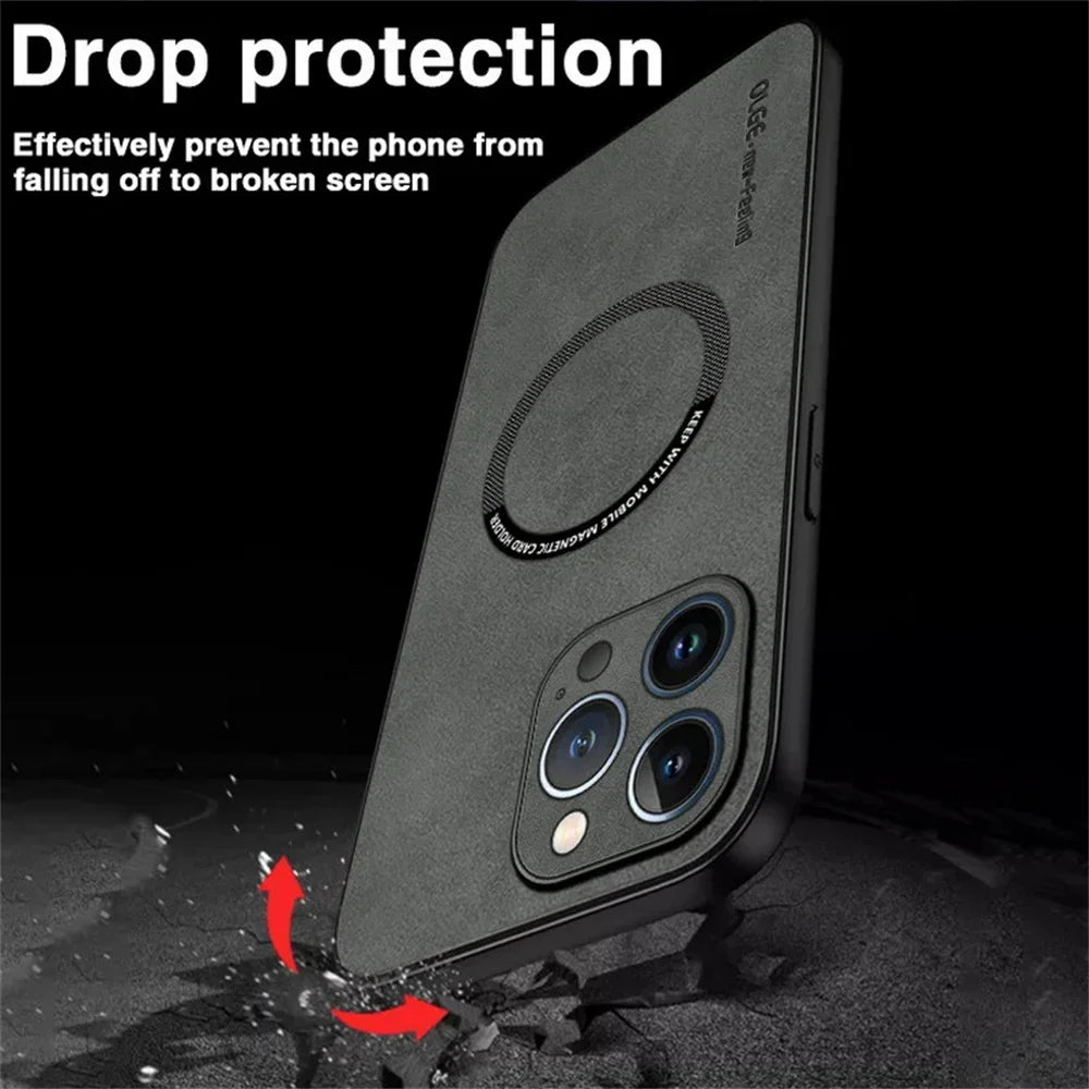 For Magsafe Luxury Leather Shockproof Phone Cases For iPhone 16e 17 15 14 Plus 13 12 11 Pro Max Magnetic Wireless Charging Cover