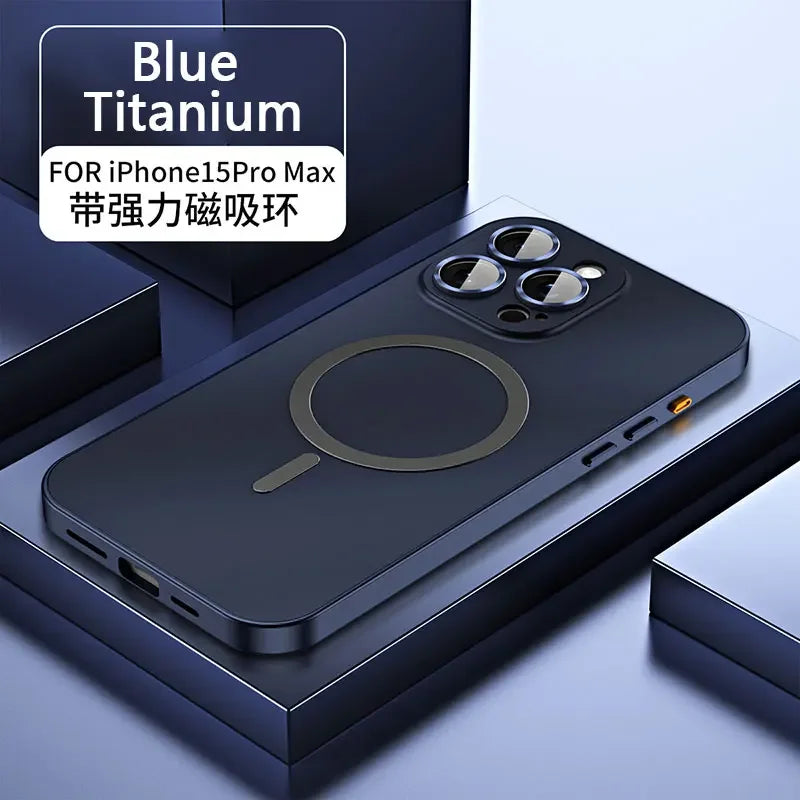 Metal Frame Phone Case For Iphone 17 12 14 15 16 13 Pro Max 16 15 Plus 17 Air Luxury Aluminum Magnetic PC Back Panel Phone Cover