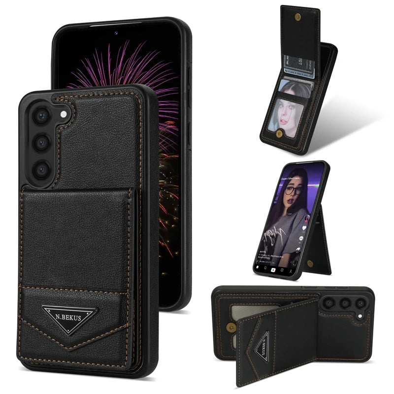 Wallet Anti-theft Brush Flip Leather Case For Samsung Galaxy S25 Plus S24 S23 S22 S21 S20 FE Note 20 Ultra A13 A14 A52 A53 A54