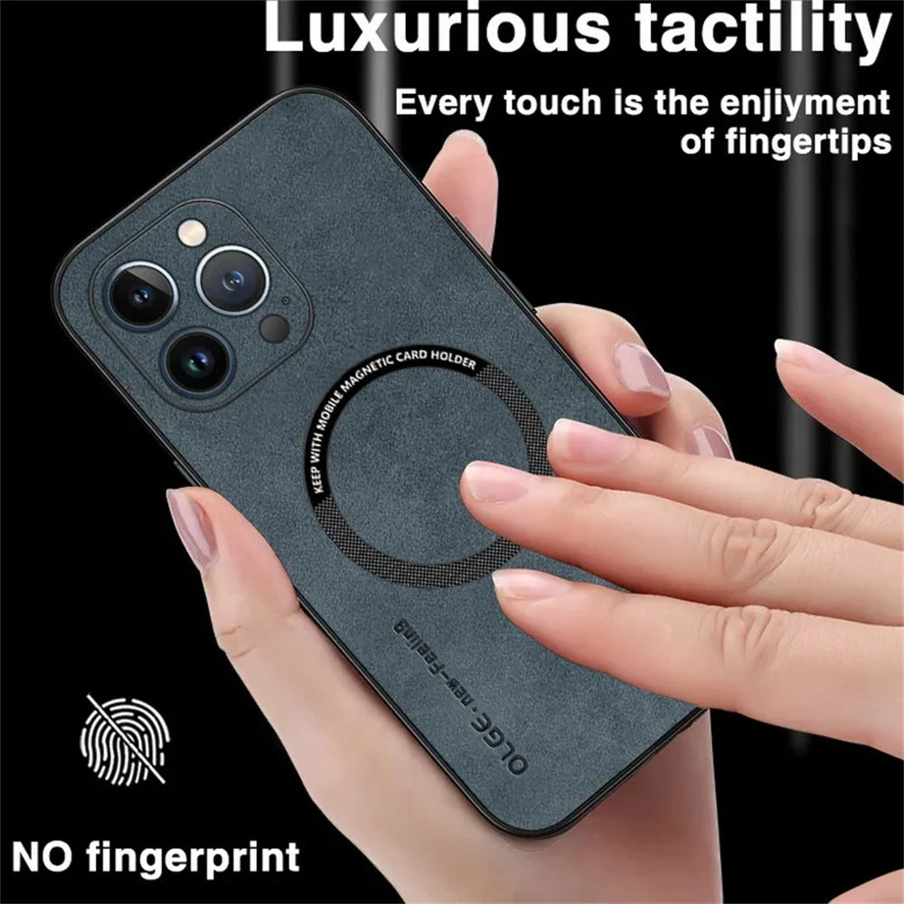 For Magsafe Luxury Leather Shockproof Phone Cases For iPhone 16e 17 15 14 Plus 13 12 11 Pro Max Magnetic Wireless Charging Cover