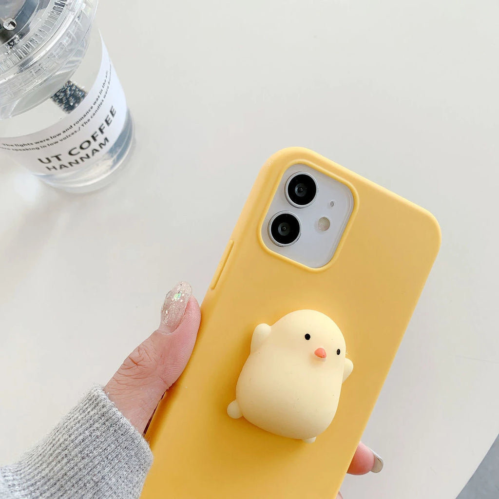 3D Squishy Toys Chick Cat Case For Apple iPhone 17 Air 16 Pro Max 15 14 Plus 12 13 mini 11 Pro Max Animals TPU Cover Soft Cases