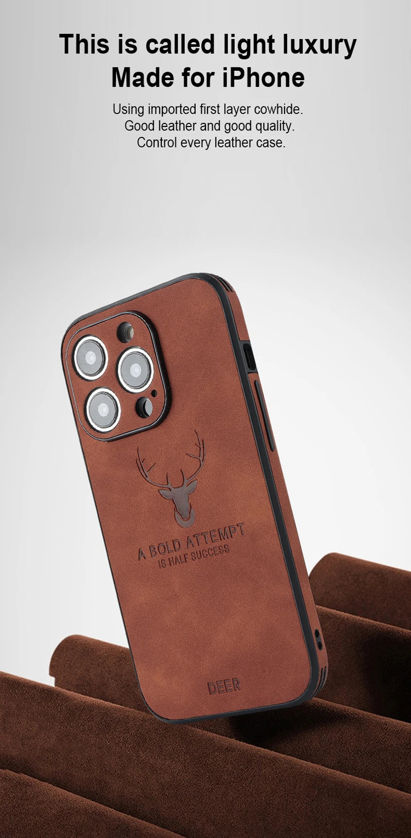 Vintage PU Leather Deer for Magsafe Wireless Charge Case for iPhone 17 16 15 14 13 12 11 Pro Max 17Pro 15Pro 14Pro Full Covers