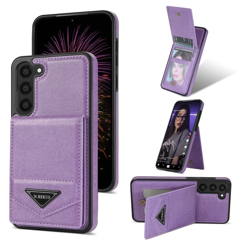 Wallet Anti-theft Brush Flip Leather Case For Samsung Galaxy S25 Plus S24 S23 S22 S21 S20 FE Note 20 Ultra A13 A14 A52 A53 A54
