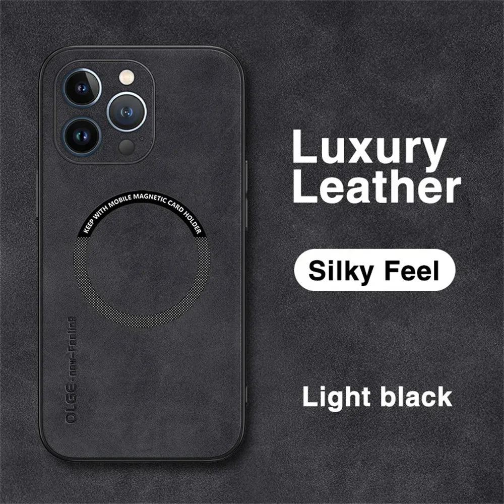 For Magsafe Luxury Leather Shockproof Phone Cases For iPhone 16e 17 15 14 Plus 13 12 11 Pro Max Magnetic Wireless Charging Cover