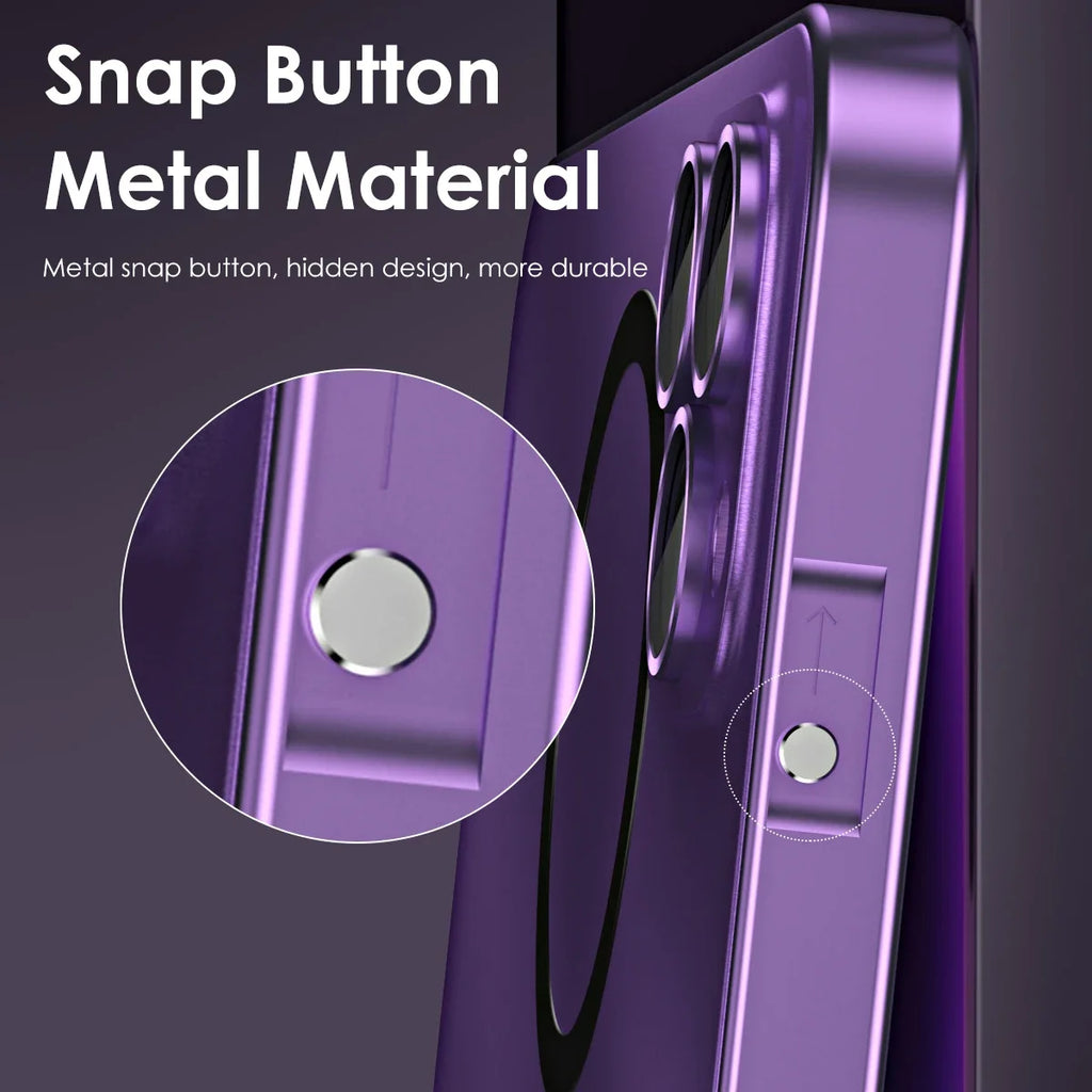 Metal Frame Phone Case For Iphone 17 12 14 15 16 13 Pro Max 16 15 Plus 17 Air Luxury Aluminum Magnetic PC Back Panel Phone Cover