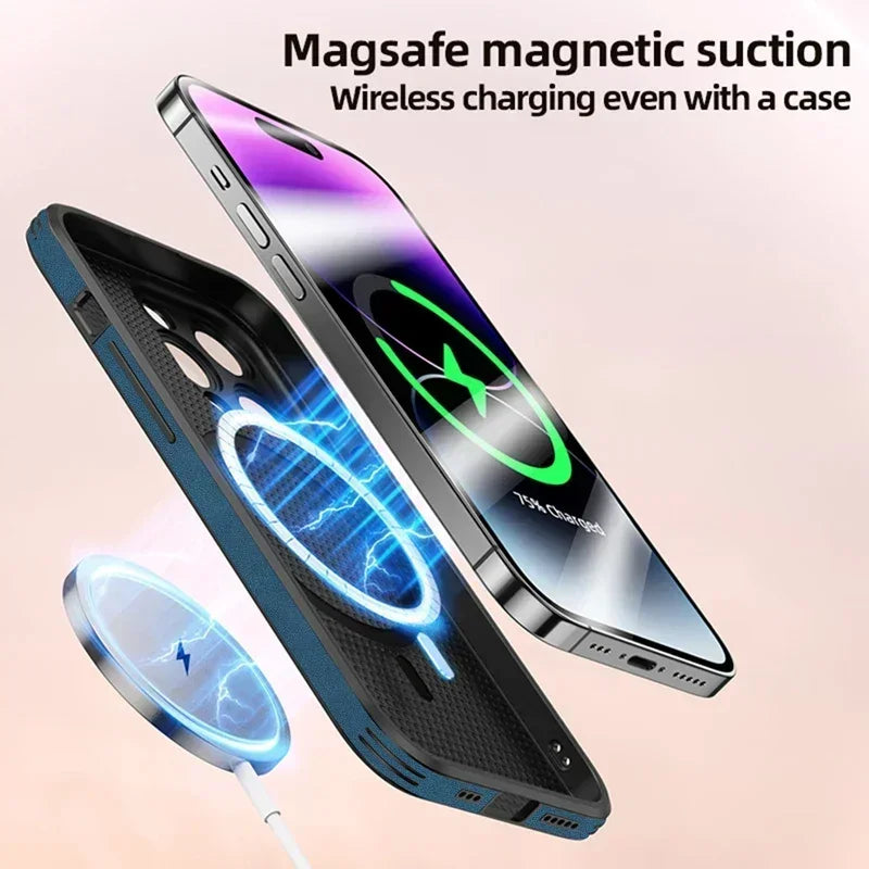 Vintage PU Leather Deer for Magsafe Wireless Charge Case for iPhone 17 16 15 14 13 12 11 Pro Max 17Pro 15Pro 14Pro Full Covers