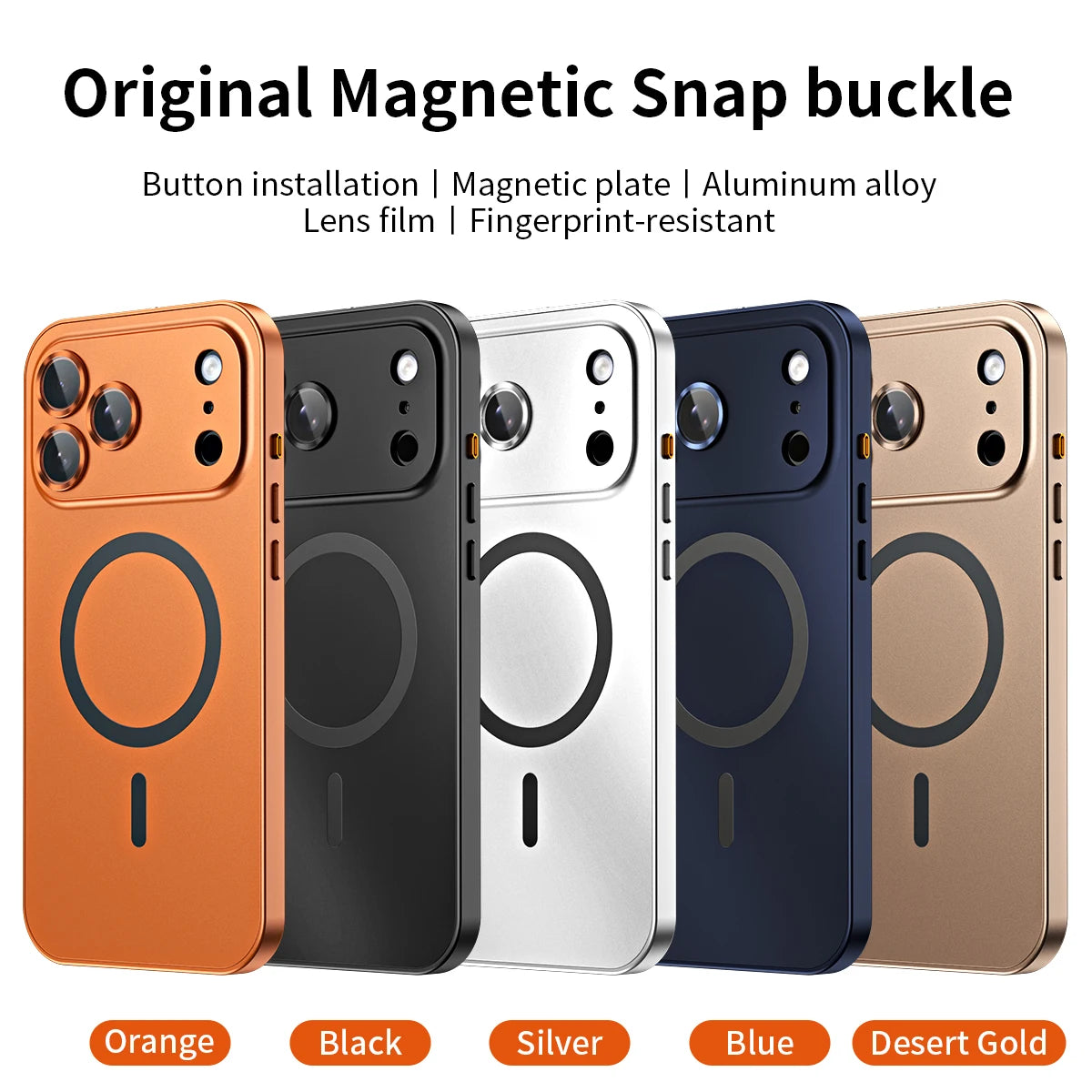 Metal Frame Phone Case For Iphone 17 12 14 15 16 13 Pro Max 16 15 Plus 17 Air Luxury Aluminum Magnetic PC Back Panel Phone Cover