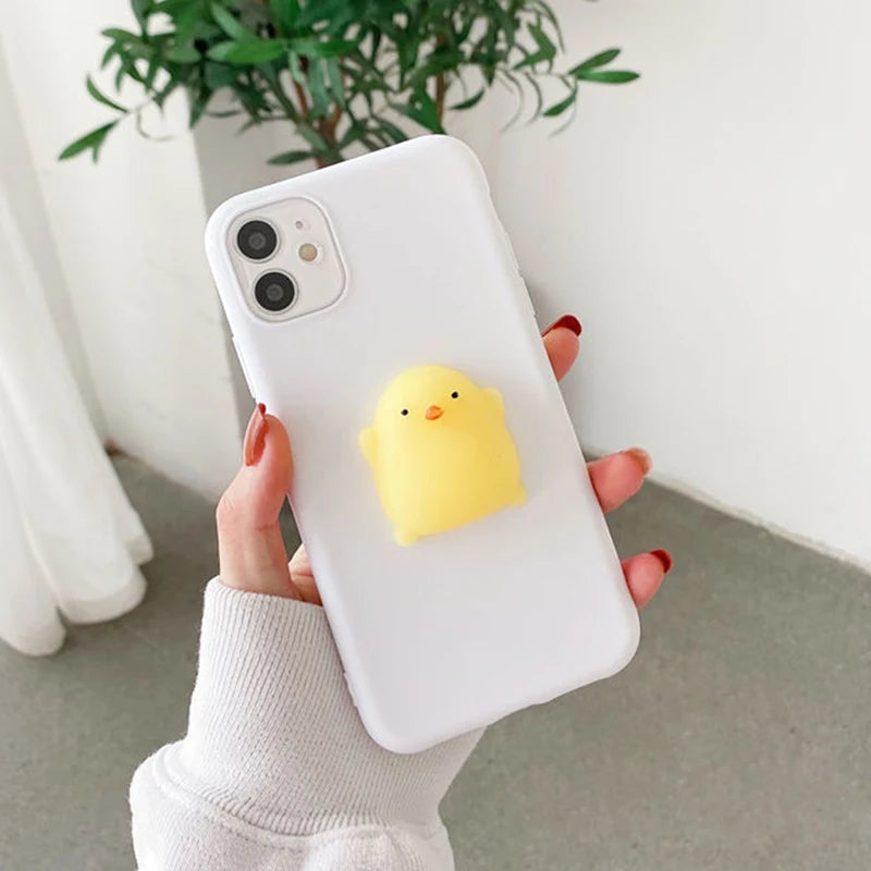 3D Squishy Toys Chick Cat Case For Apple iPhone 17 Air 16 Pro Max 15 14 Plus 12 13 mini 11 Pro Max Animals TPU Cover Soft Cases