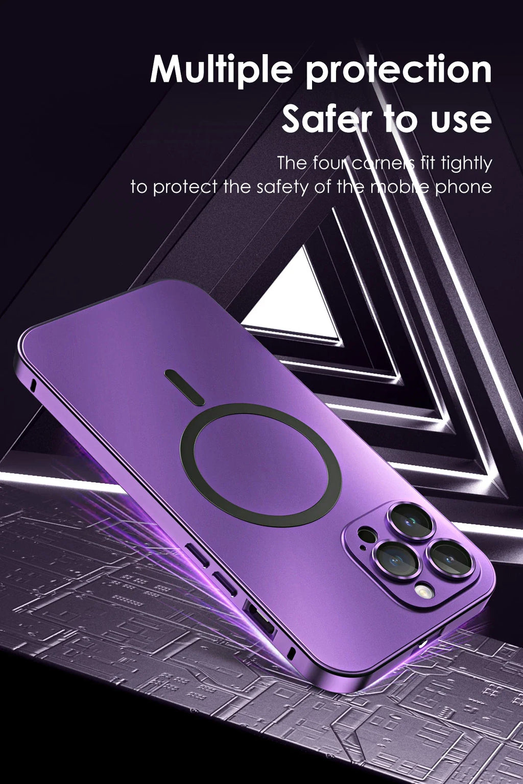 Metal Frame Phone Case For Iphone 17 12 14 15 16 13 Pro Max 16 15 Plus 17 Air Luxury Aluminum Magnetic PC Back Panel Phone Cover