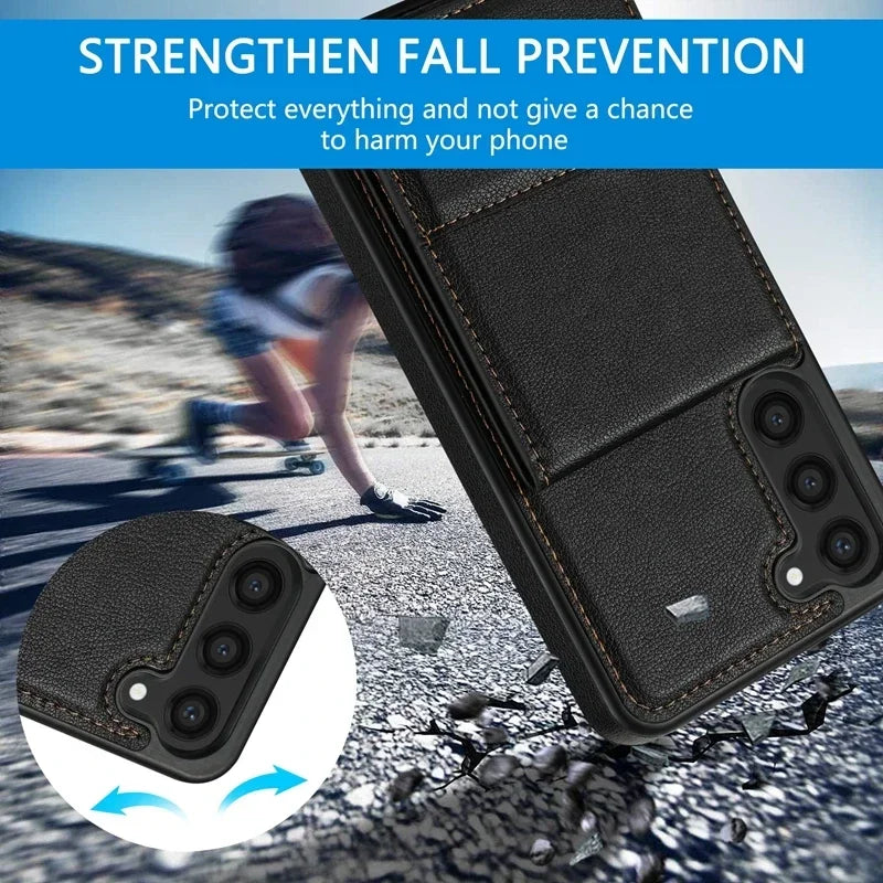 Wallet Anti-theft Brush Flip Leather Case For Samsung Galaxy S25 Plus S24 S23 S22 S21 S20 FE Note 20 Ultra A13 A14 A52 A53 A54