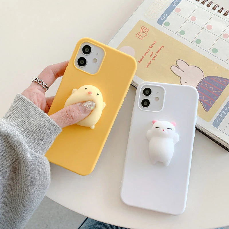3D Squishy Toys Chick Cat Case For Apple iPhone 17 Air 16 Pro Max 15 14 Plus 12 13 mini 11 Pro Max Animals TPU Cover Soft Cases