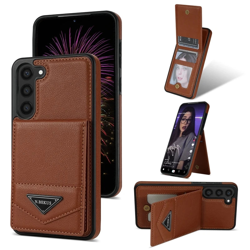 Wallet Anti-theft Brush Flip Leather Case For Samsung Galaxy S25 Plus S24 S23 S22 S21 S20 FE Note 20 Ultra A13 A14 A52 A53 A54